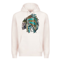 Pale Pink western indian headdress with skull Premium Hoodie - RanaPortraitStore