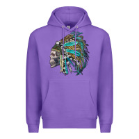 Purple western indian headdress with skull Premium Hoodie - RanaPortraitStore