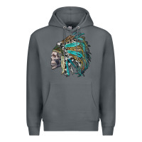 Rock western indian headdress with skull Premium Hoodie - RanaPortraitStore