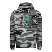 Slate Camo western indian headdress with skull Premium Hoodie - RanaPortraitStore