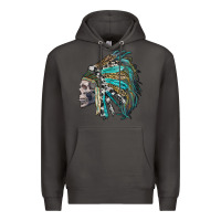 Smoke western indian headdress with skull Premium Hoodie - RanaPortraitStore