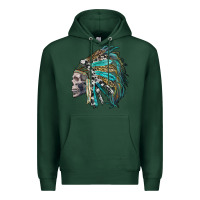 Sports Green western indian headdress with skull Premium Hoodie - RanaPortraitStore