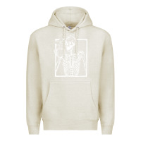 Oatmeal Heather distressed skeleton vintage smiling skull drinking coffee Premium Hoodie - artisFamous