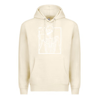 Tofu distressed skeleton vintage smiling skull drinking coffee Premium Hoodie - artisFamous