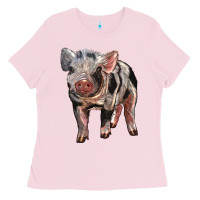 Bubblegum Pink Baby Spotted Pig Ladies Tee - LillyAllenDesigns