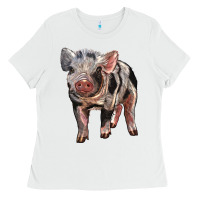 White Baby Spotted Pig Ladies Tee - LillyAllenDesigns