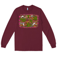 Burgundy cinco de mayo bullskull and cactus Long Sleeve Tee - Artiststas