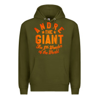 Army Green andre the giant 8th wonder of the world Premium Hoodie - artisFamous