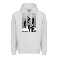 Dove Grey black power black fist 1968 olympics Premium Hoodie - artisFamous