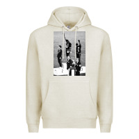 Oatmeal Heather black power black fist 1968 olympics Premium Hoodie - artisFamous