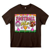Chocolate Brown football sister tumbler Heavy Core Tee - BundleAndBundleShop