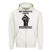 Oatmeal Heather introverts unite seperately in your own homes Zipper Hoodie - Bettercallsaul