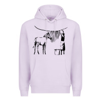 Lilac Banksy Zebra Premium Hoodie - artisFamous