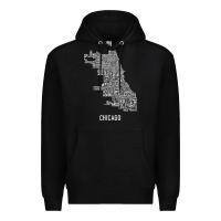 Black chicago typography neighborhood map Premium Hoodie - artisFamous