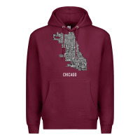 Burgundy chicago typography neighborhood map Premium Hoodie - artisFamous