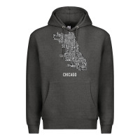 Charcoal Heather chicago typography neighborhood map Premium Hoodie - artisFamous