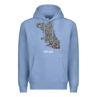 Colony Blue chicago typography neighborhood map Premium Hoodie - artisFamous