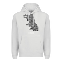 Dove Grey chicago typography neighborhood map Premium Hoodie - artisFamous