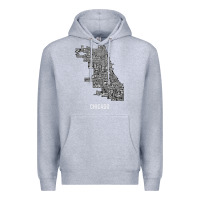 Heather Grey chicago typography neighborhood map Premium Hoodie - artisFamous