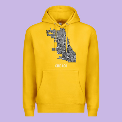 Chicago Typography Neighborhood Map Premium Hoodie Designed By Artisfamous