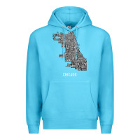 Ocean Blue chicago typography neighborhood map Premium Hoodie - artisFamous