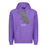Purple chicago typography neighborhood map Premium Hoodie - artisFamous