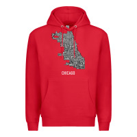 Red chicago typography neighborhood map Premium Hoodie - artisFamous