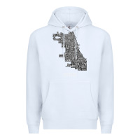 White chicago typography neighborhood map Premium Hoodie - artisFamous