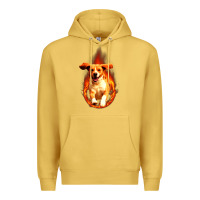 Antique Gold Dog In Fire Premium Hoodie - artisFamous