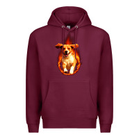 Burgundy Dog In Fire Premium Hoodie - artisFamous