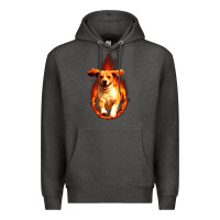 Charcoal Heather Dog In Fire Premium Hoodie - artisFamous