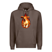 Coffee Dog In Fire Premium Hoodie - artisFamous