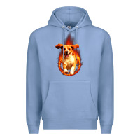 Colony Blue Dog In Fire Premium Hoodie - artisFamous