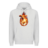 Dove Grey Dog In Fire Premium Hoodie - artisFamous