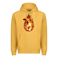 Mustard Dog In Fire Premium Hoodie - artisFamous
