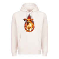 Pale Pink Dog In Fire Premium Hoodie - artisFamous