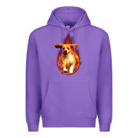 Purple Dog In Fire Premium Hoodie - artisFamous