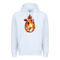 White Dog In Fire Premium Hoodie - artisFamous