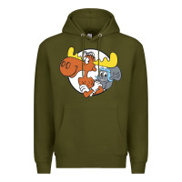 Army Green Vintage Rocky And Bullwinkle Premium Hoodie - artisFamous