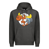 Charcoal Heather Vintage Rocky And Bullwinkle Premium Hoodie - artisFamous