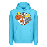 Ocean Blue Vintage Rocky And Bullwinkle Premium Hoodie - artisFamous