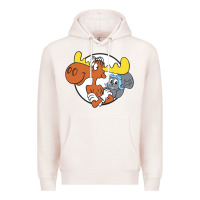Pale Pink Vintage Rocky And Bullwinkle Premium Hoodie - artisFamous