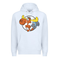 White Vintage Rocky And Bullwinkle Premium Hoodie - artisFamous