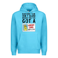 Ocean Blue arthur library card classic rachelrae09 Premium Hoodie - artisFamous