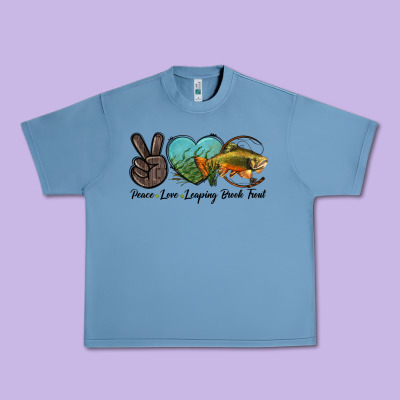 Peace Love Leaping Brook Trout Urban Heavy Tee Designed By Lillyallendesigns