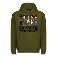 Army Green stranger kids Premium Hoodie - artisFamous