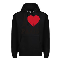 Black i love paris eiffel tower funny Premium Hoodie - artisFamous
