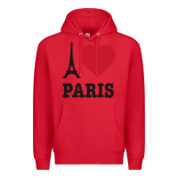 Red i love paris eiffel tower funny Premium Hoodie - artisFamous