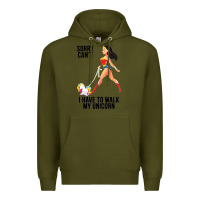 Army Green wonder woman sorry can't Premium Hoodie - artisFamous