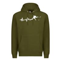 Army Green hockey player heartbeat ice Premium Hoodie - artisFamous